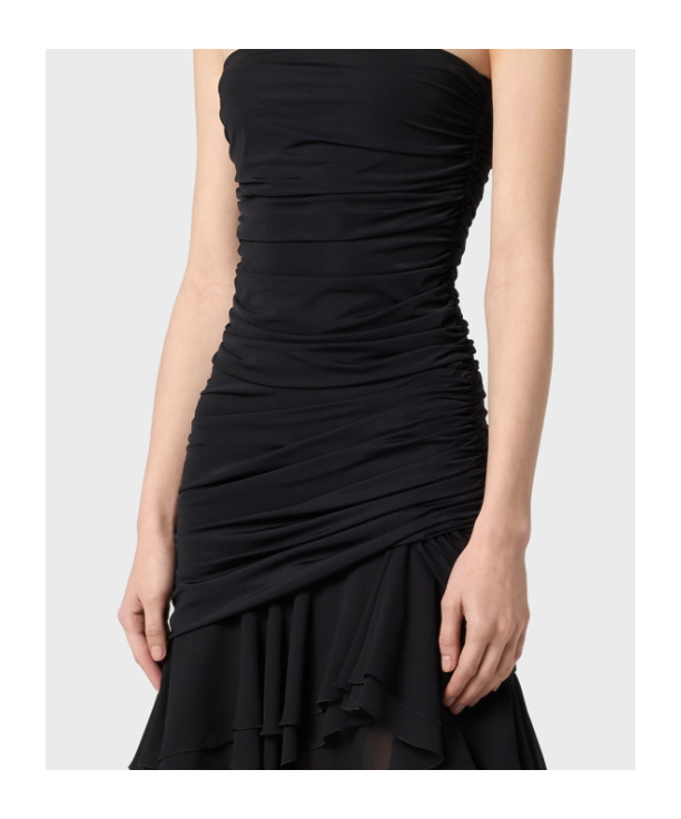 Blumarine Chiffon Ruffled Dress In Black