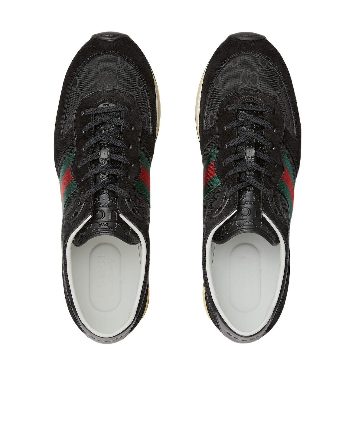 Gucci Round Toe Suede Panels Rubber Sole Sneakers In Multi