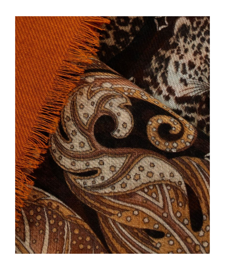 Ferragamo Animal And Paisley Motif Fringed Square Scarf In Multi