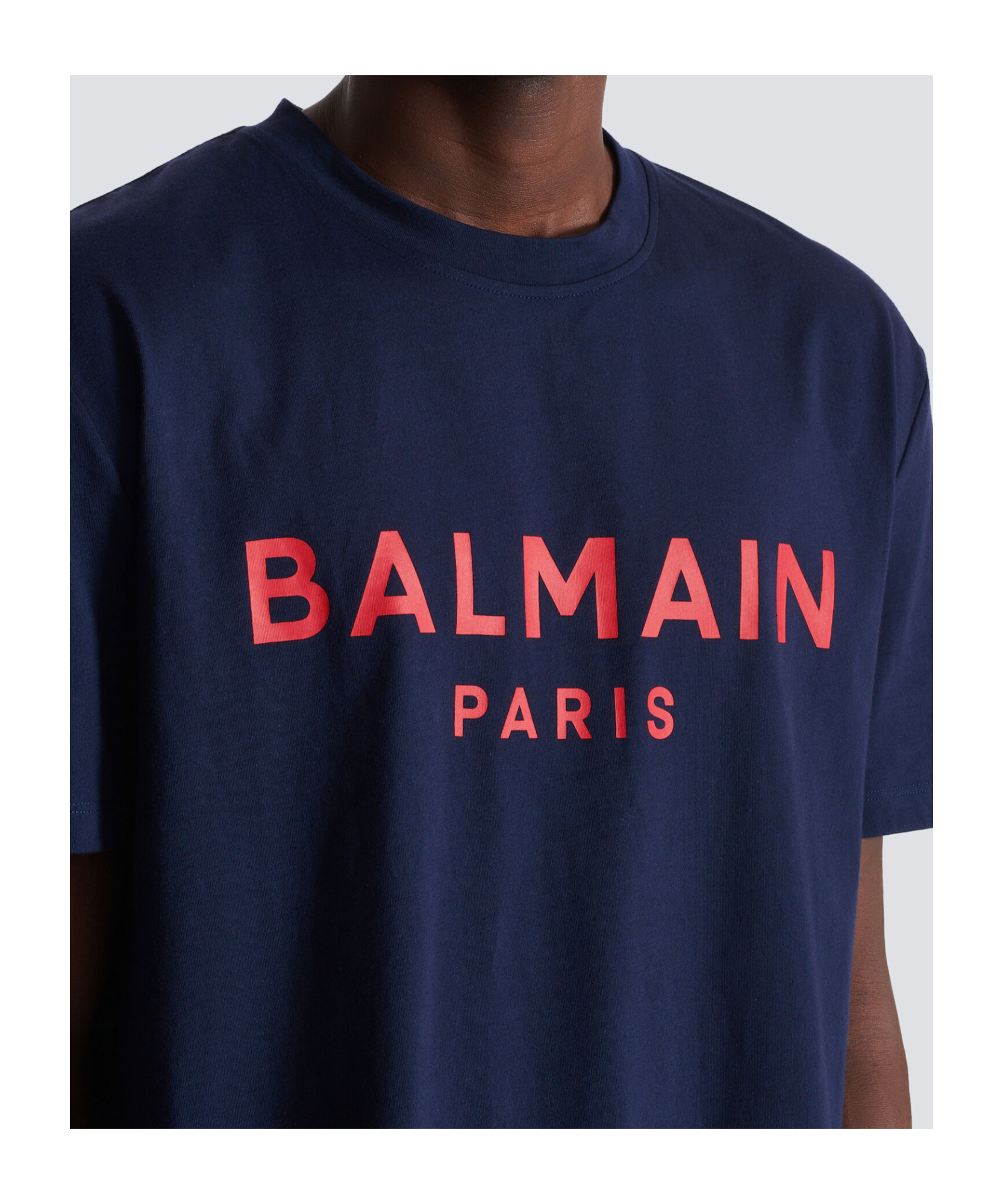 Balmain Blue Crewneck T-shirt With Logo Lettering Print On The Front In Blue
