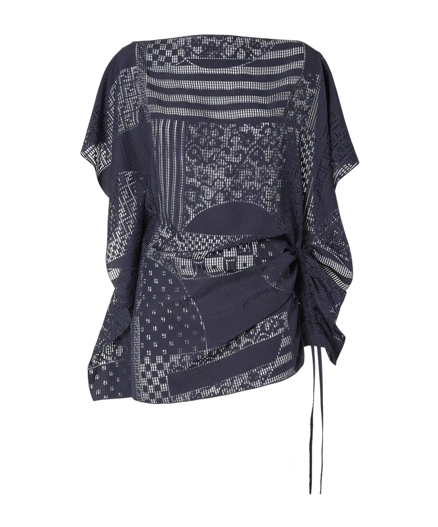 Fendi Blue Silk And Viscose Burnout Top