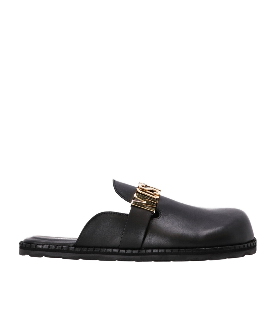 Moschino Logo-lettered Closed-toe Sandals In Black