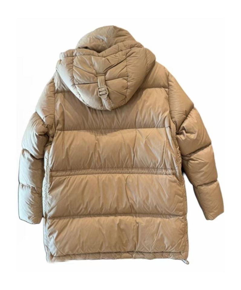 Burberry Long-sleeved Hooded Down Jacket In Camel