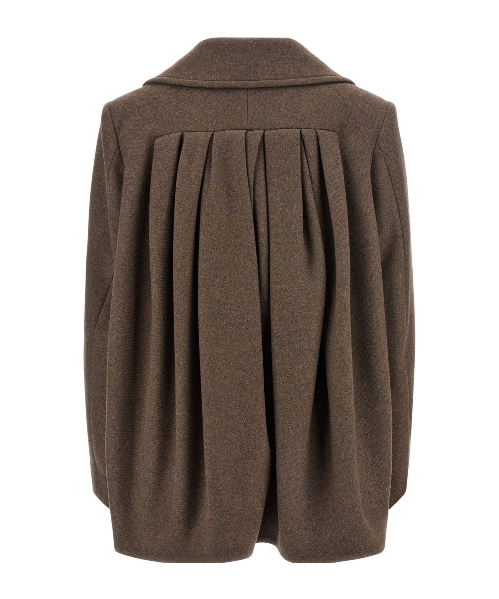 Dries Van Noten Pleated Back Double-breasted Coat With Lapels And Pockets In Brown