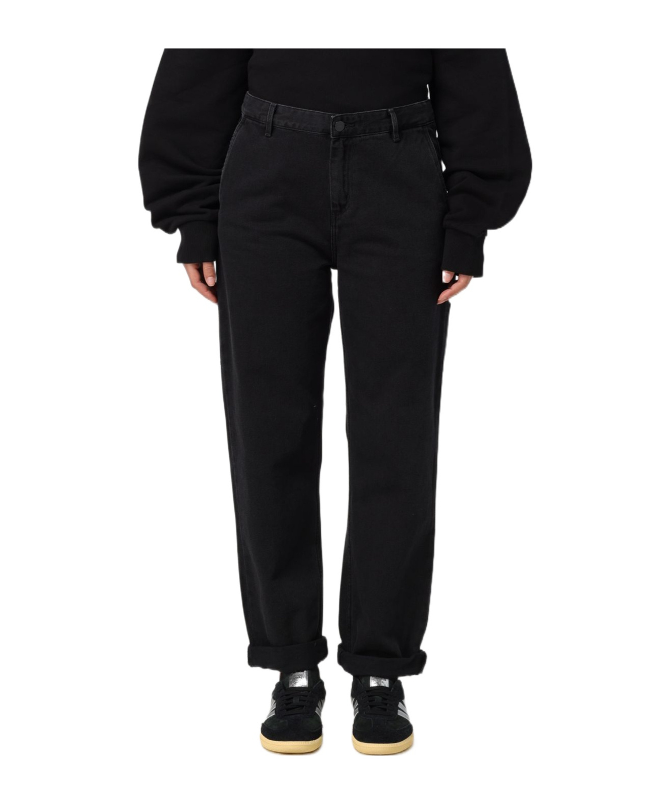 Shop Carhartt Mid-rise Tapered-leg Jeans In Black