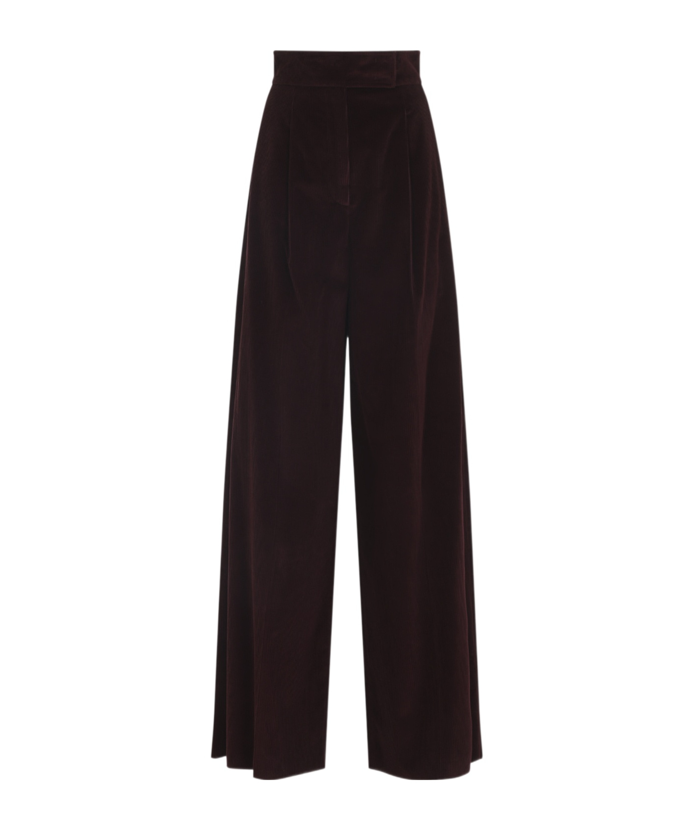 Max Mara High Waist Velvet Wide Leg Trousers In Black