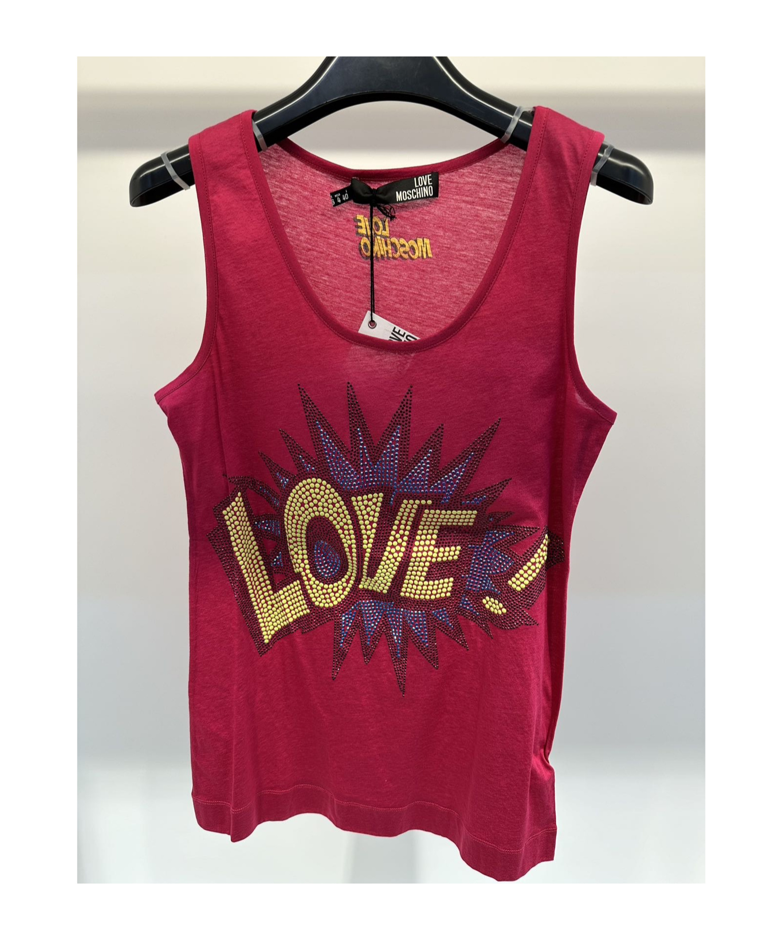 Moschino Round Collar Logo Vest In Red