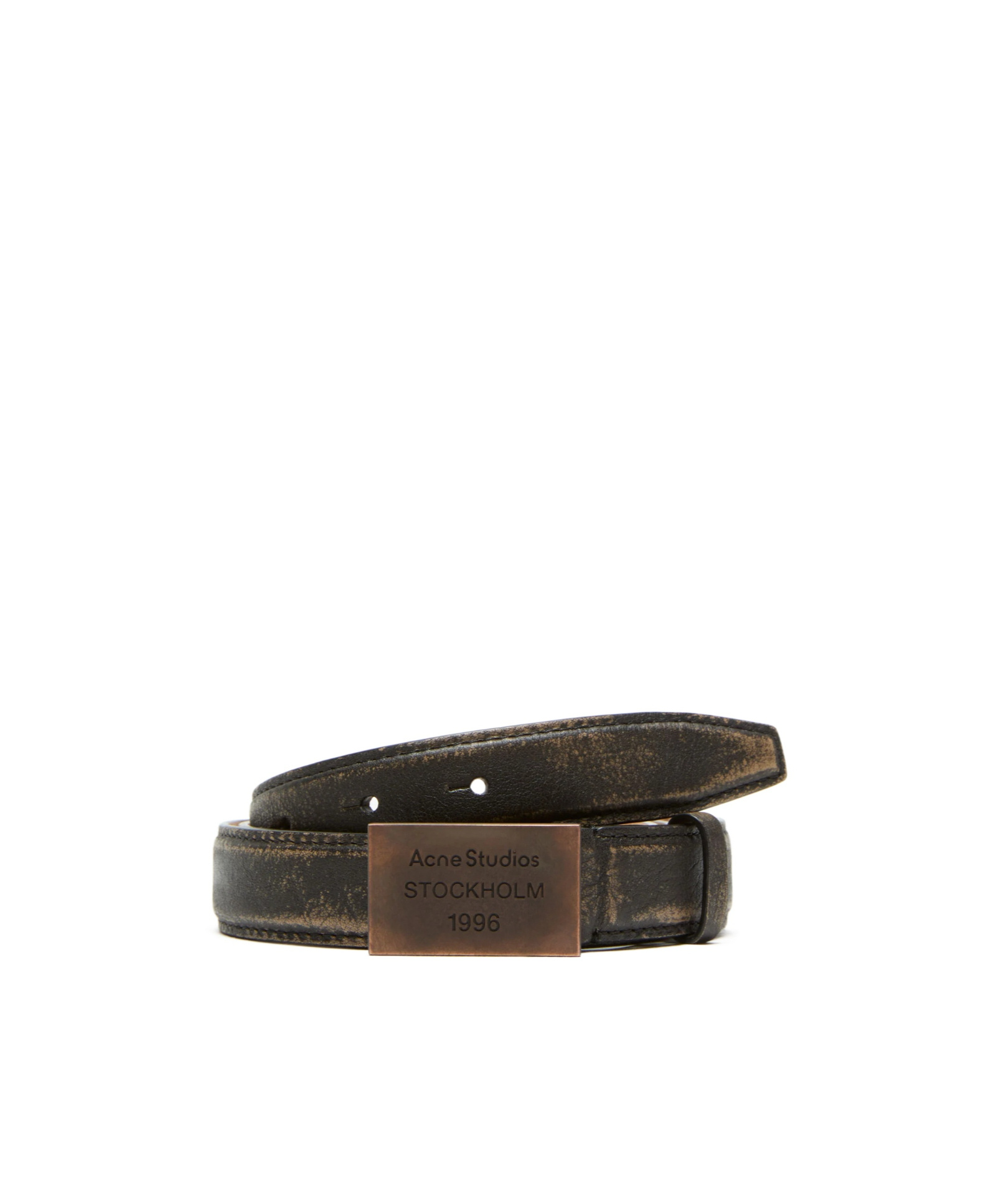 Acne Studios Engraved Logo Belt In Black