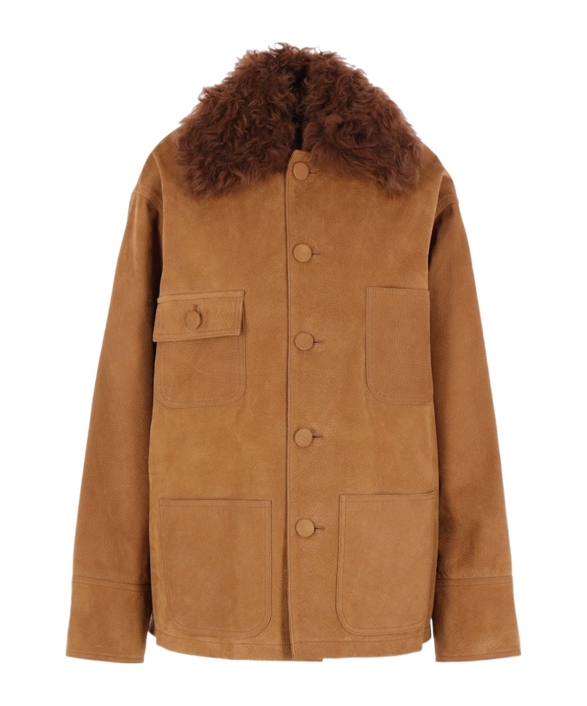 Plan C Shirt Collar Jacket In Brown