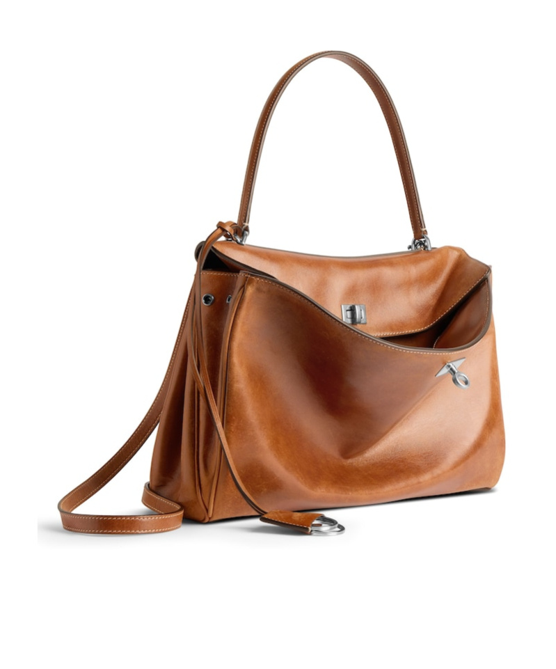 Balenciaga Rodeo Medium Leather Top-handle Bag In Brown