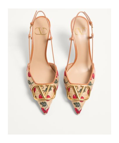 Valentino Garavani Embroidered Raffia Vlogo Signature Pumps In Nude