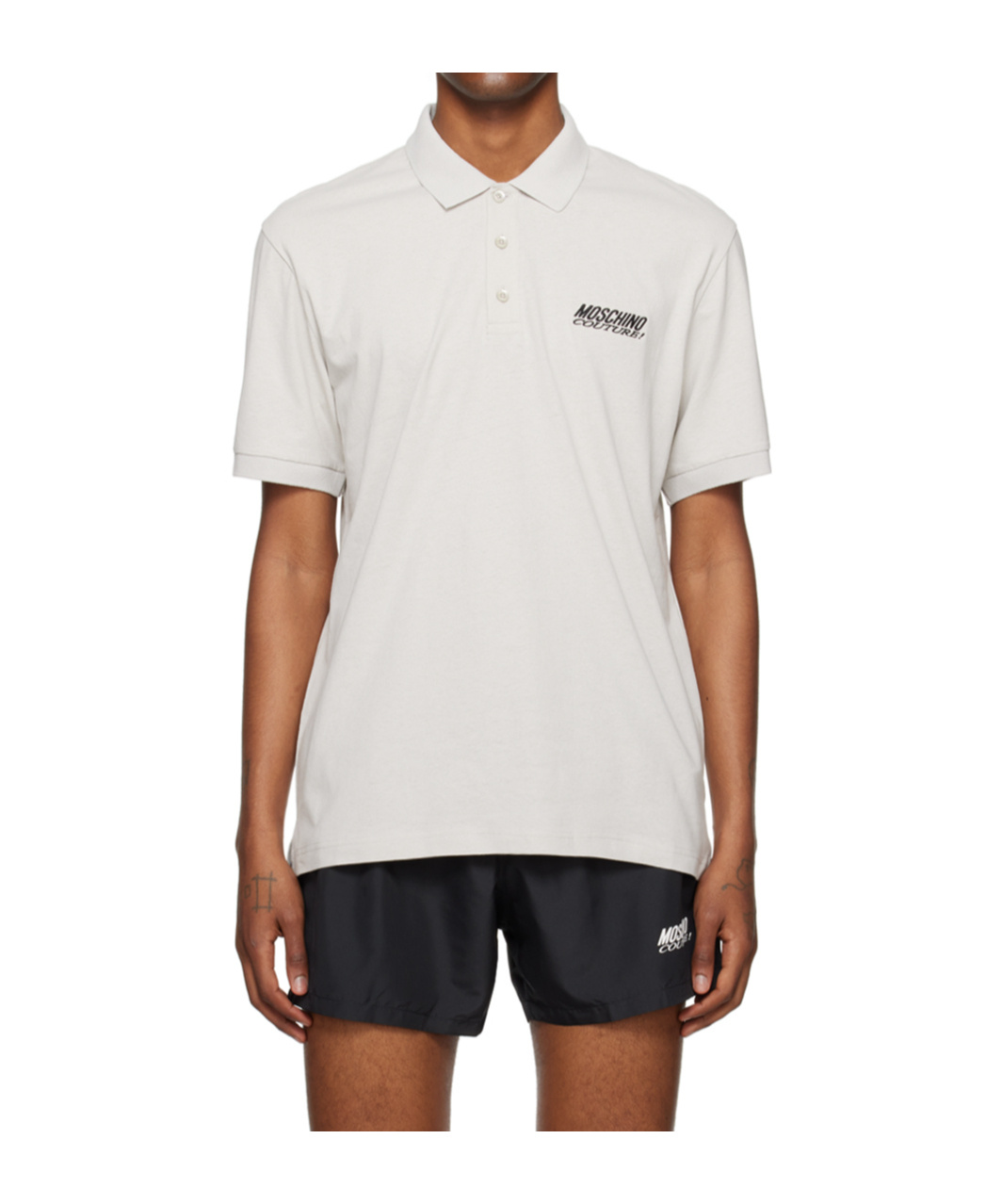 Moschino Short-sleeved Embroidered Polo Shirt In White