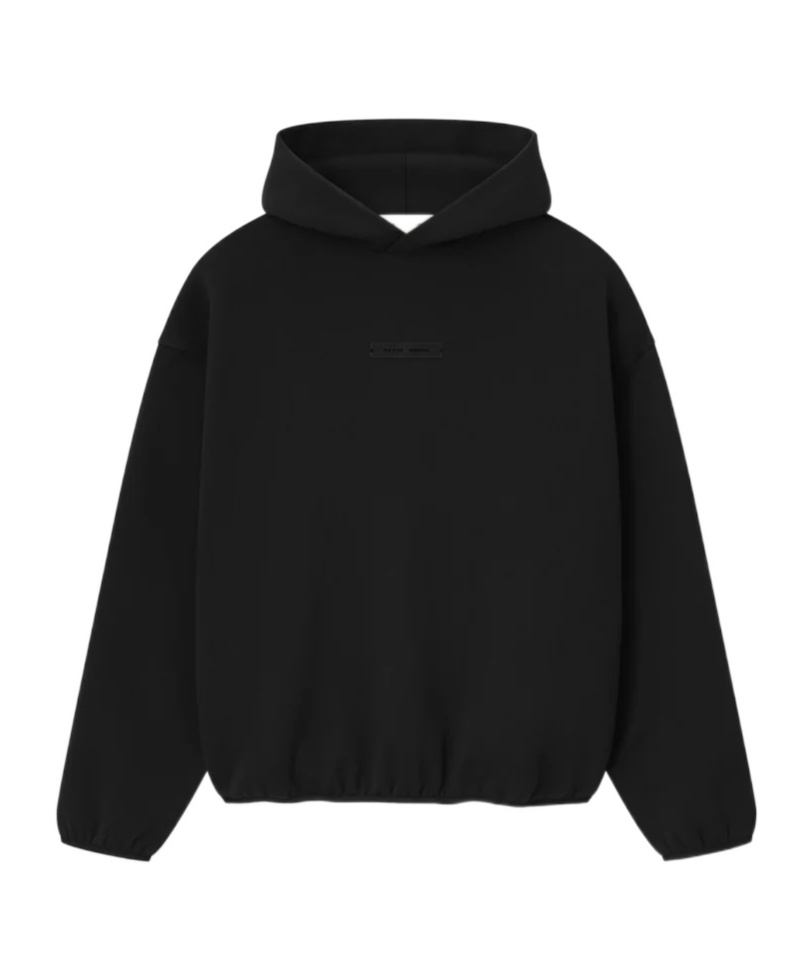 Essentials Front Logo Patch Panelled Hoodie In Black