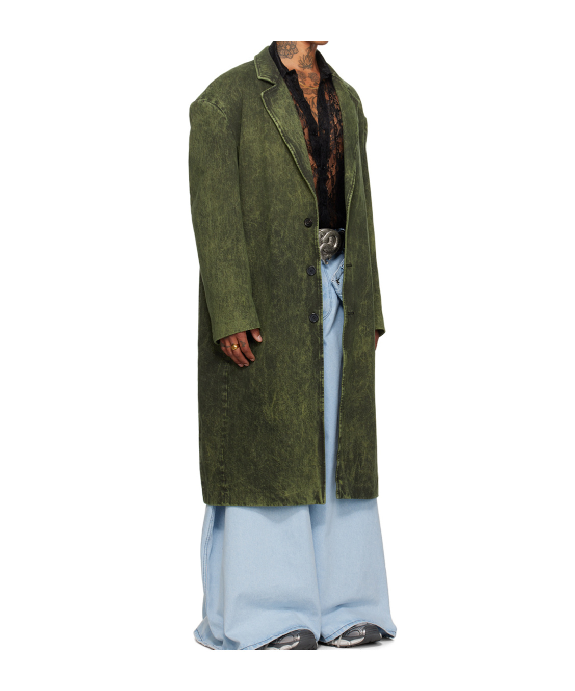 Lu'u Dan Crombie Coat In Green