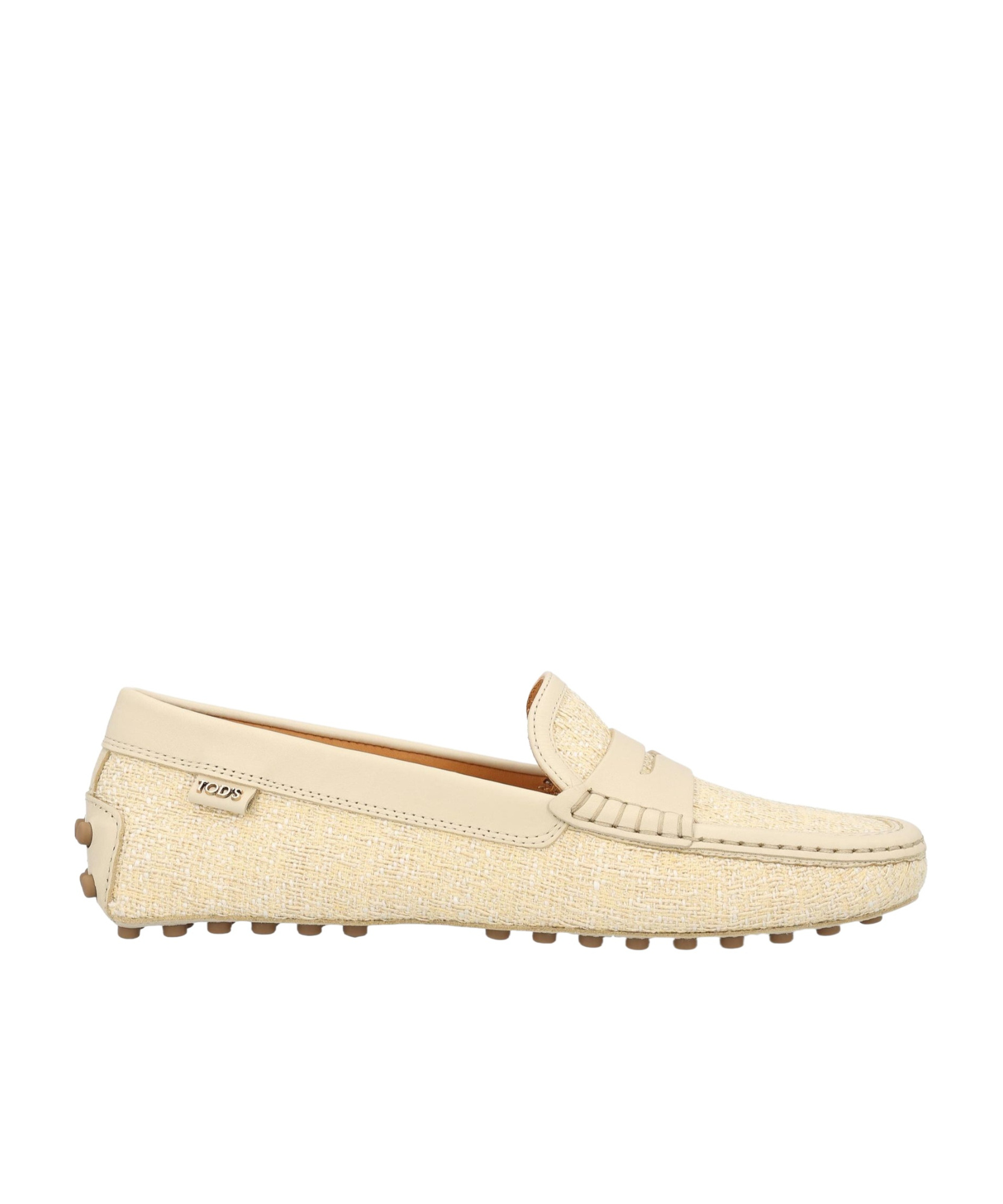 Shop Tod's Tweed Loafers In Nude