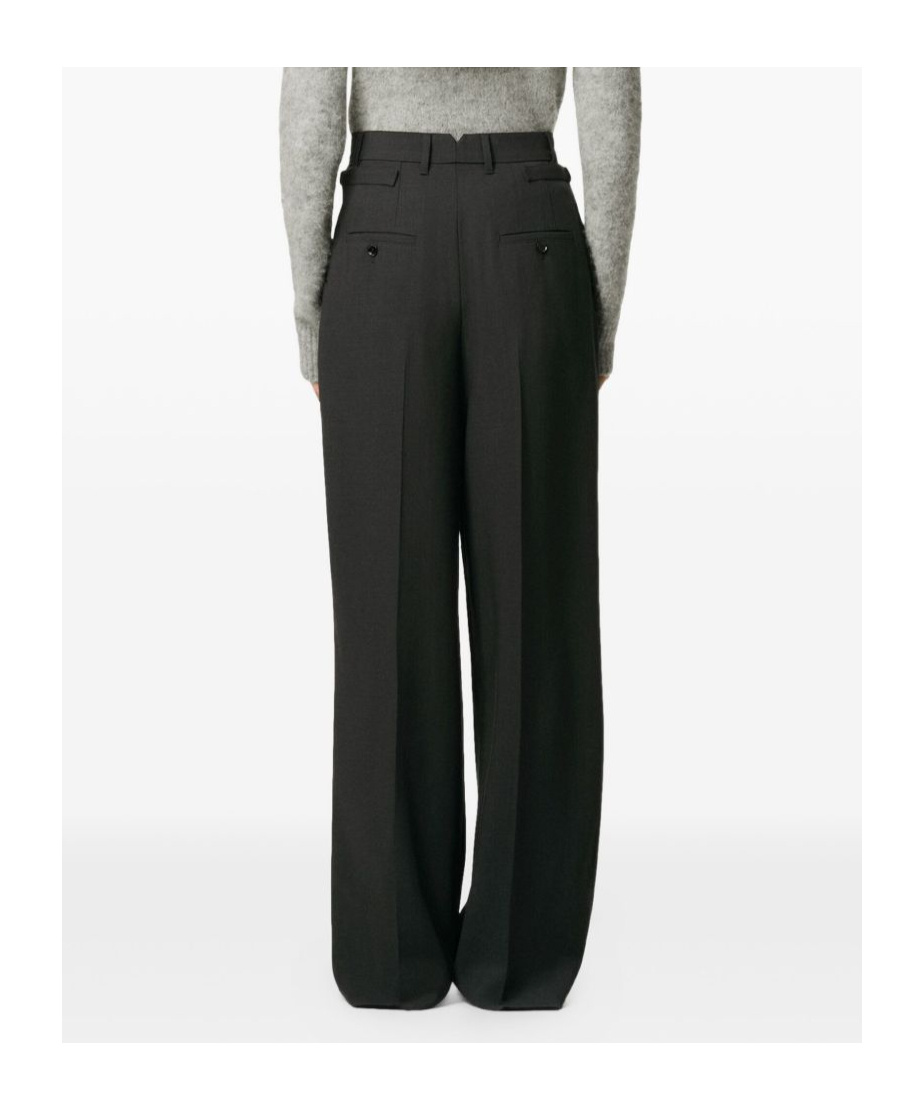 Ami Alexandre Mattiussi Wool High Waist Wide Pants In Gray