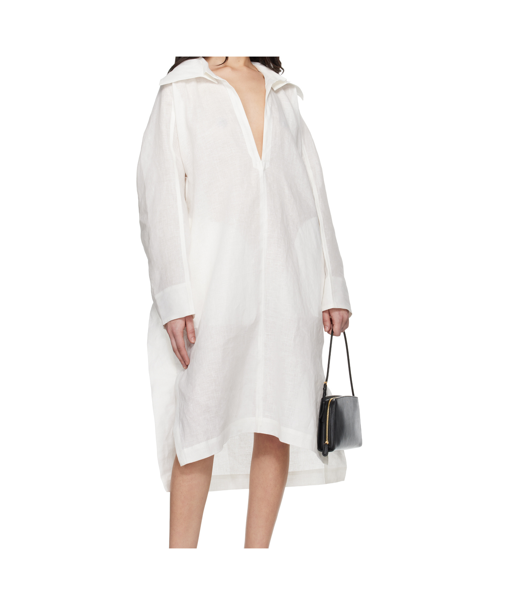 Shop Issey Miyake V-neck Midi Dress In White