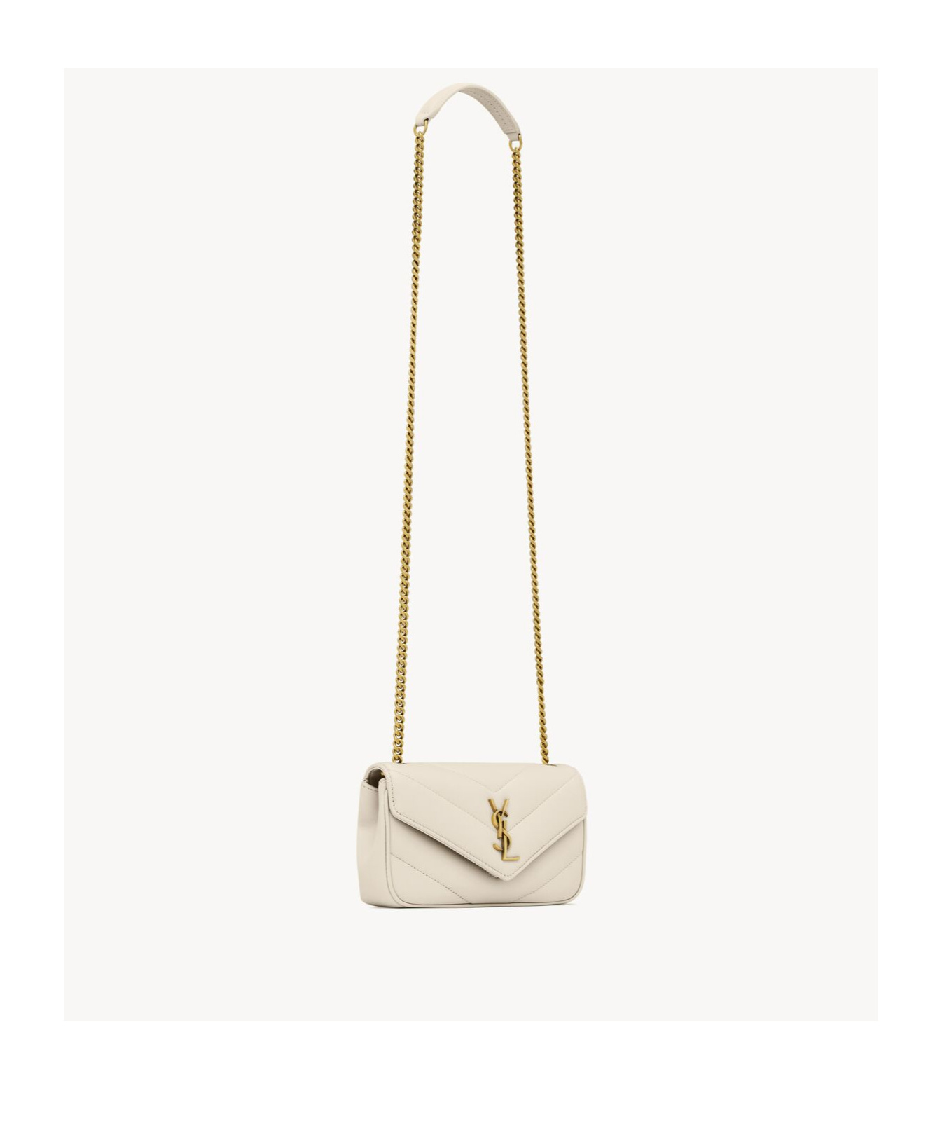 Saint Laurent Loulou Mini In Lambskin In Retro White