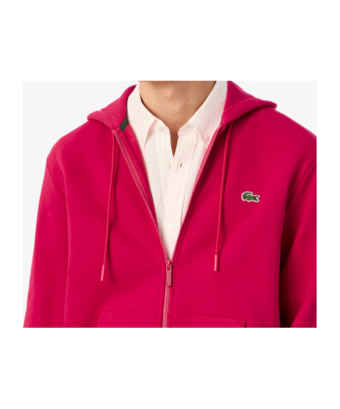 Lacoste Zip-up Fleece Hoodie In Pink