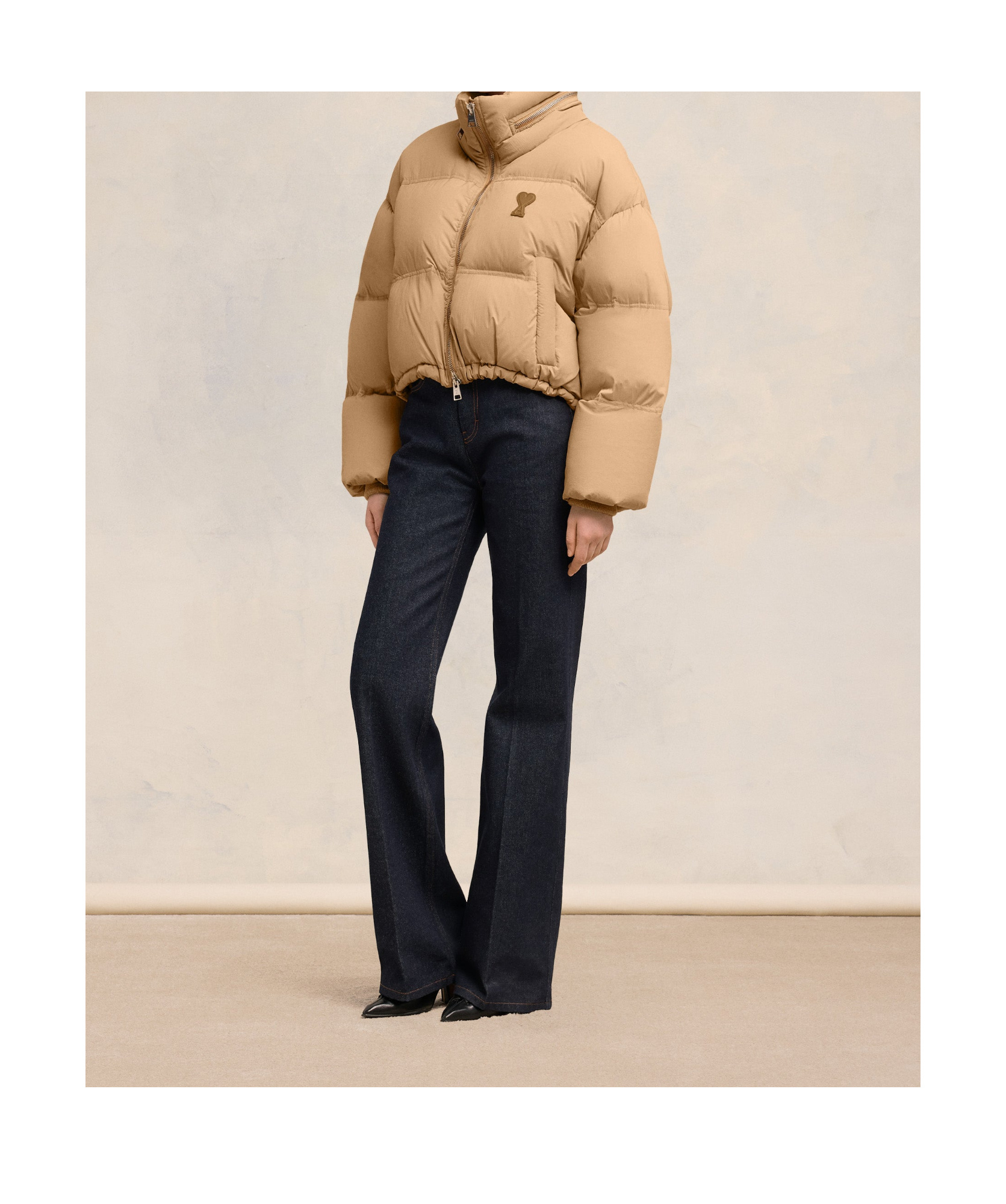 Ami Alexandre Mattiussi Logo-print Puffed Jacket In Nude