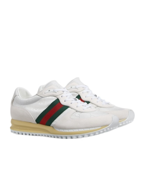 Gucci Re-motion Monogram Stripe Sneakers In White