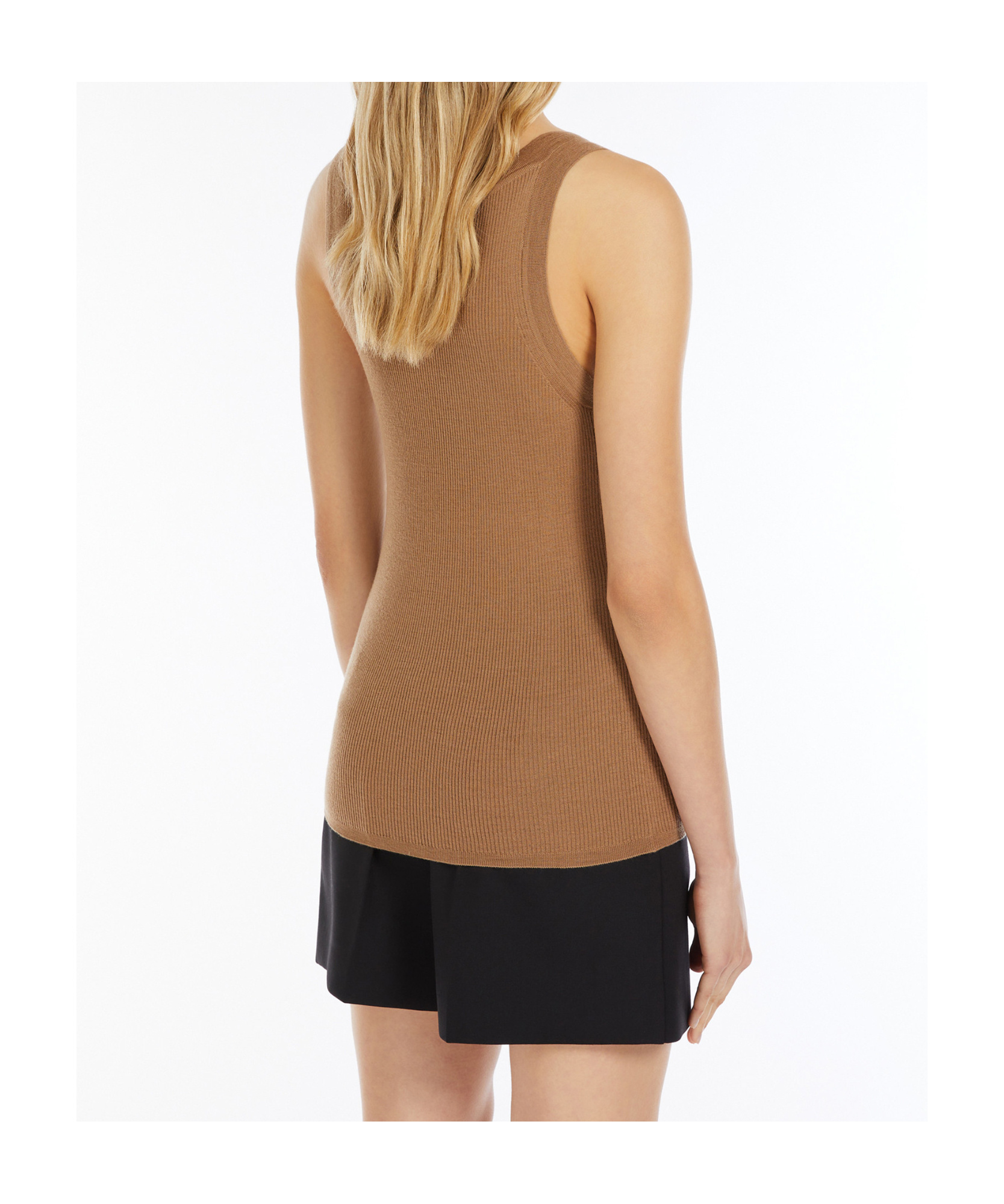 Max Mara Ribbed Wool Top In Brown
