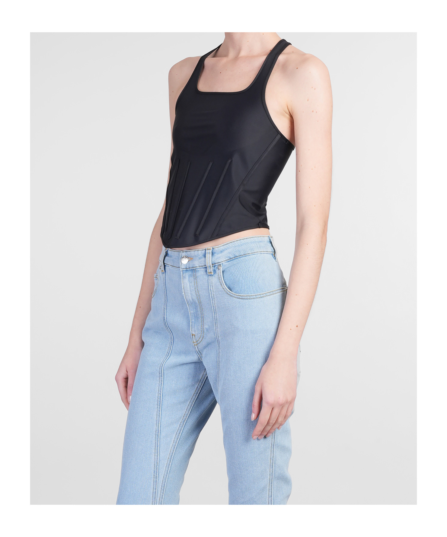 Mugler Sleeveless Corset In Blue