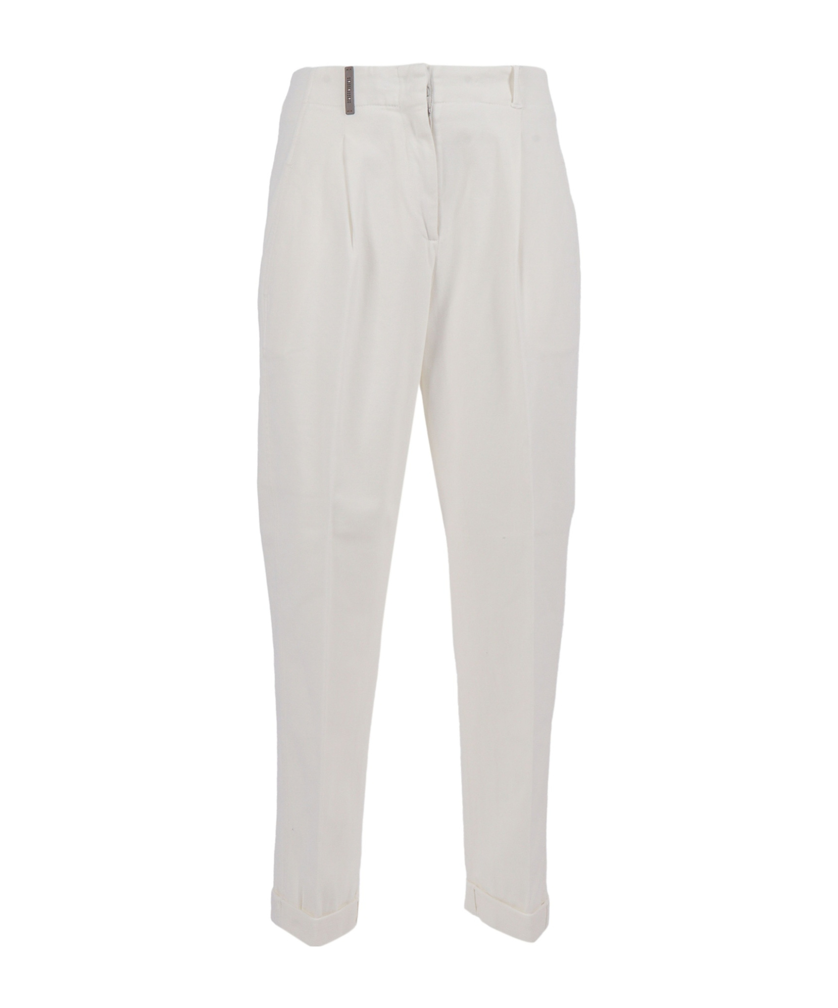 Peserico Cropped Trousers With Tapered Leg In White