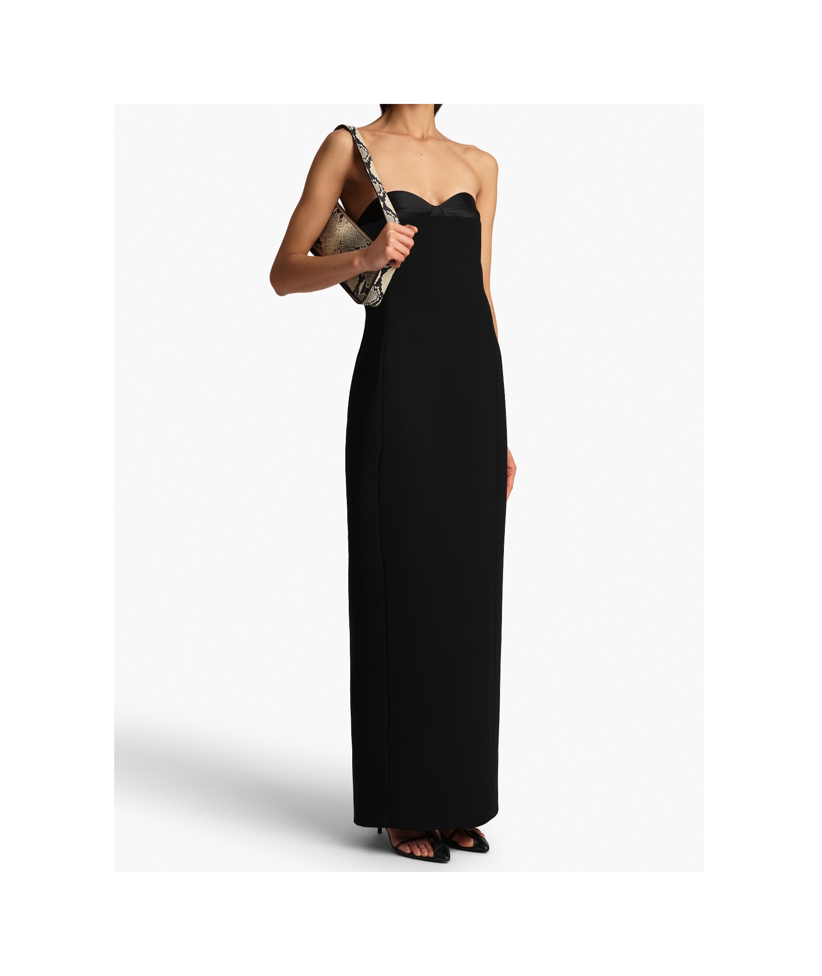 Khaite Yael Peeping Bustier Strapless Column Gown In Black