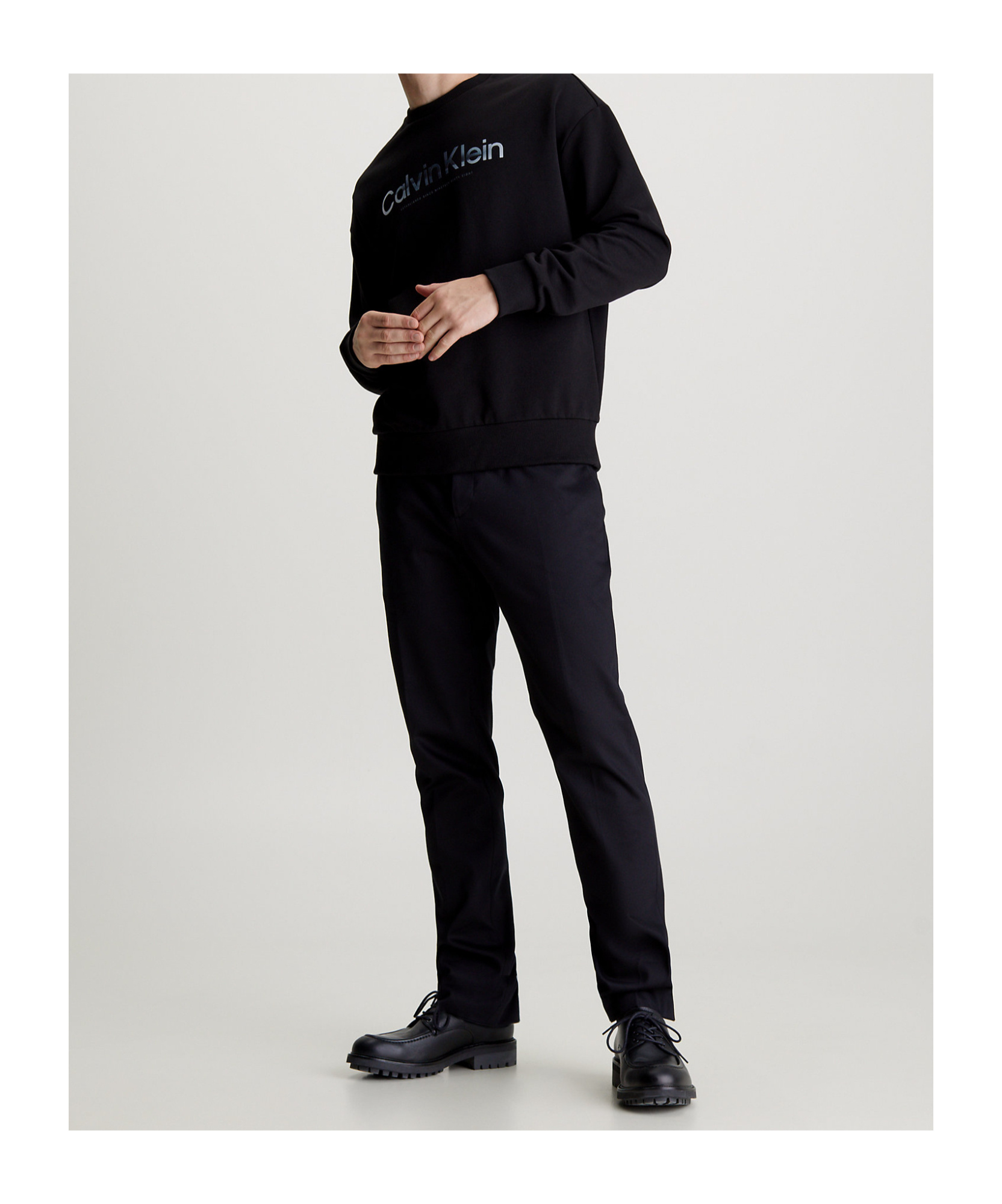 Shop Calvin Klein Logo-print Cotton Sweatshirt In Black
