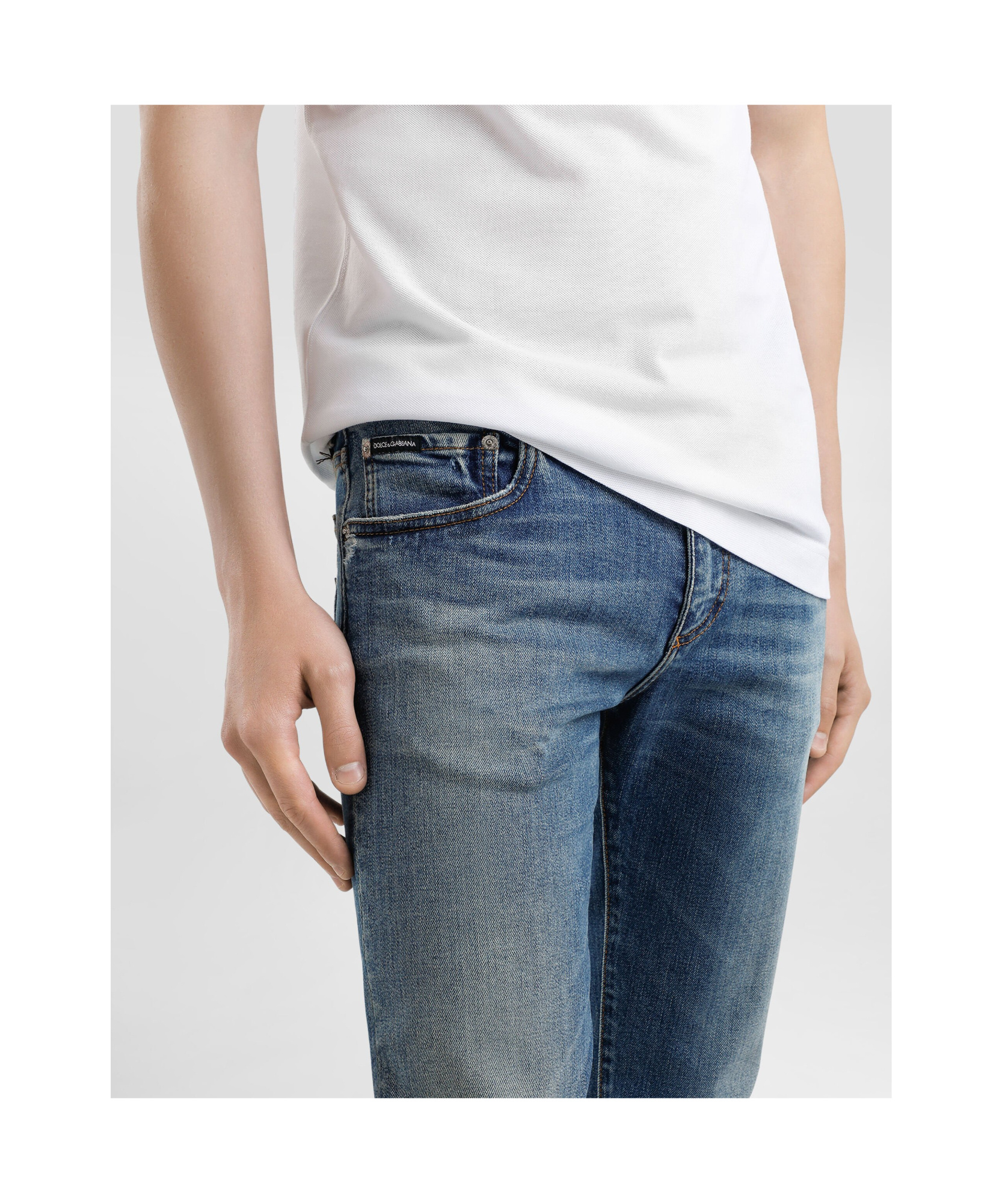 Dolce & Gabbana Whiskering-effect Skinny Jeans In Gray