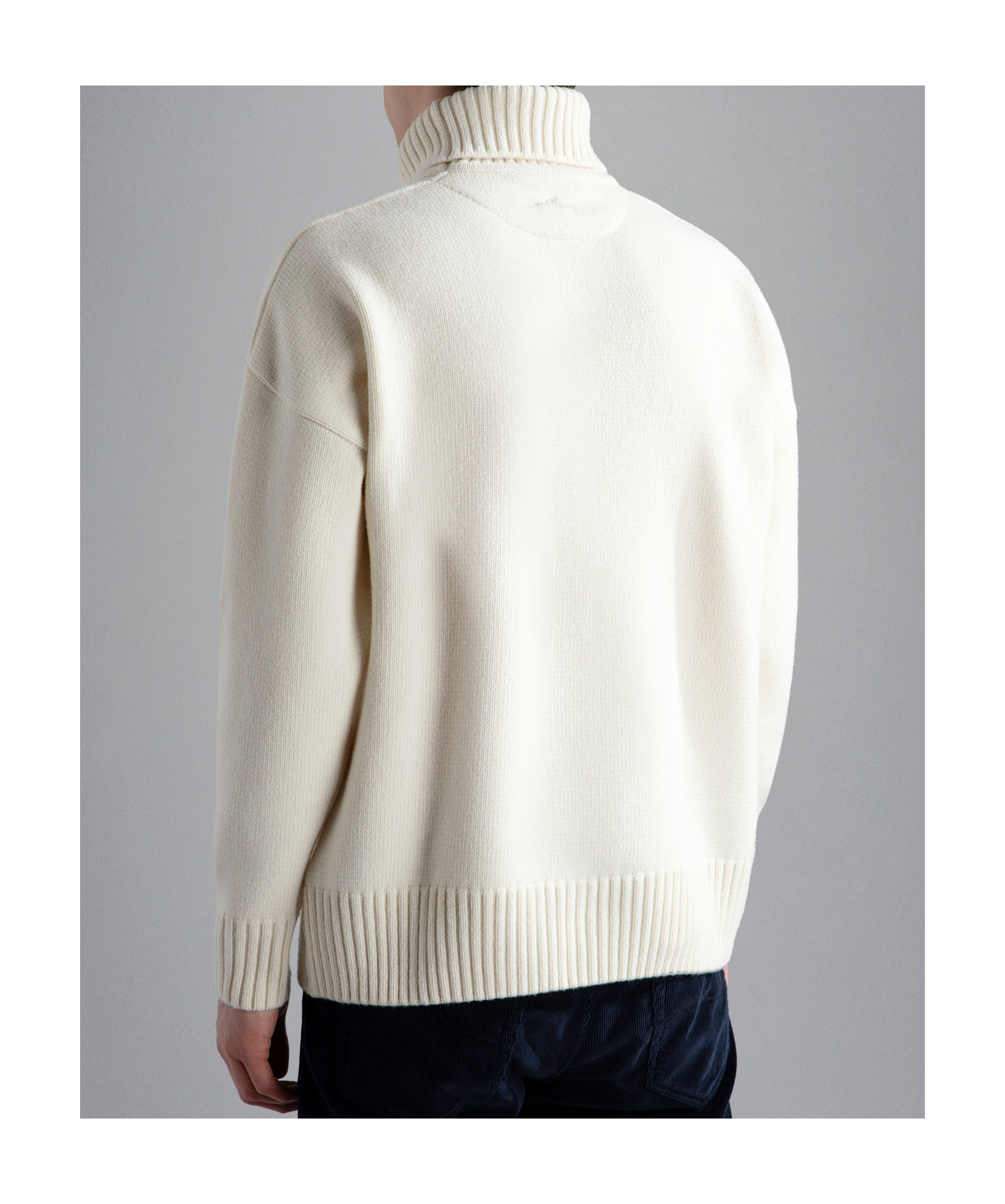 Paul & Shark Long-sleeved Turtleneck Sweater In White-alfalfa
