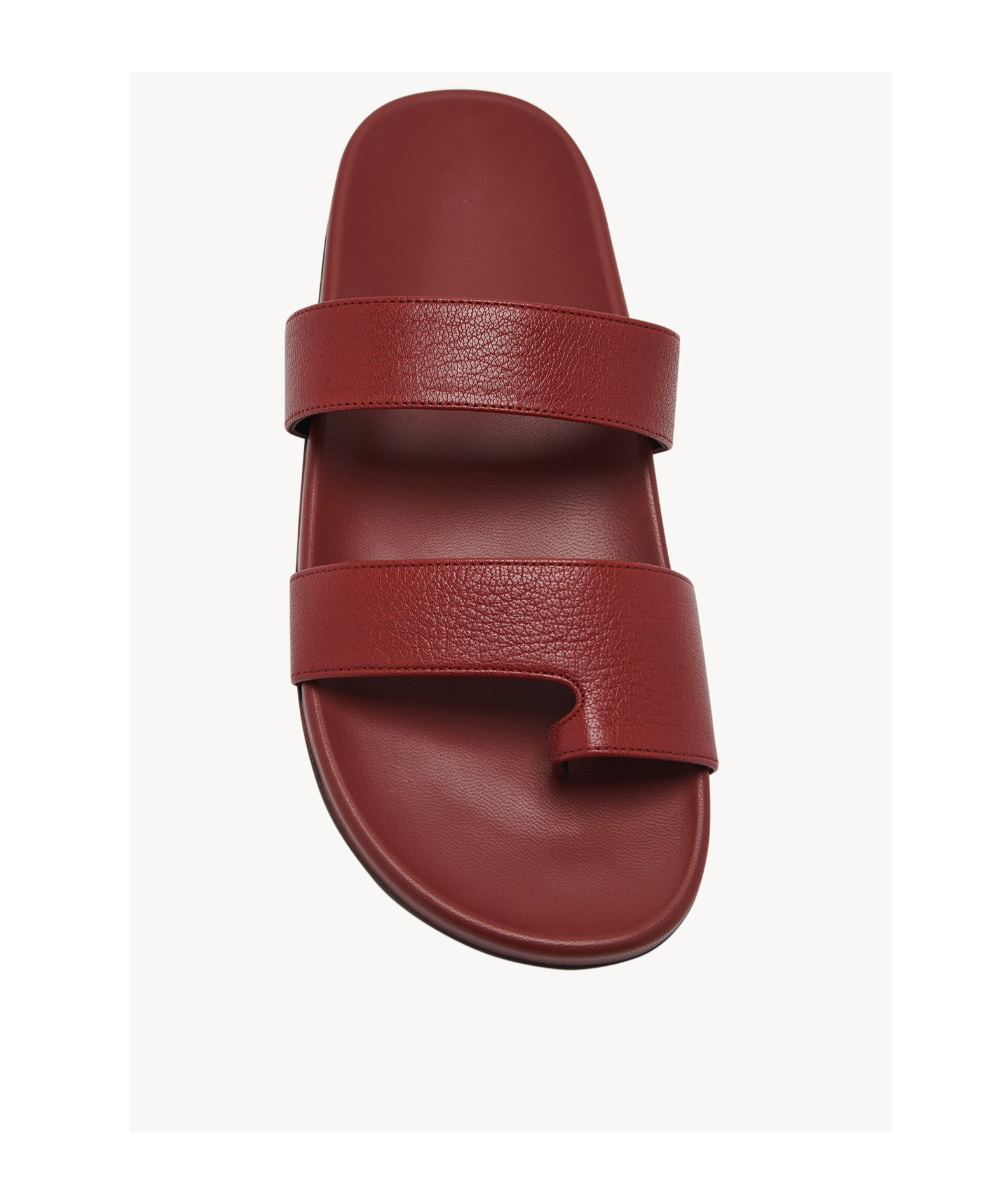 The Row Hugh Leather Toe-ring Slide Sandals In Rust