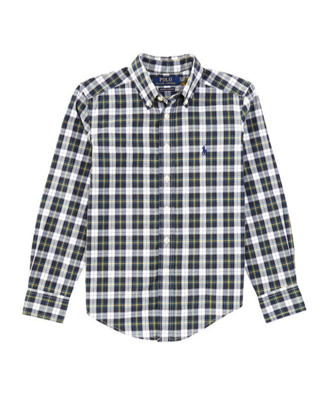 Ralph Lauren Long-sleeved Plaid Shirt In Gray