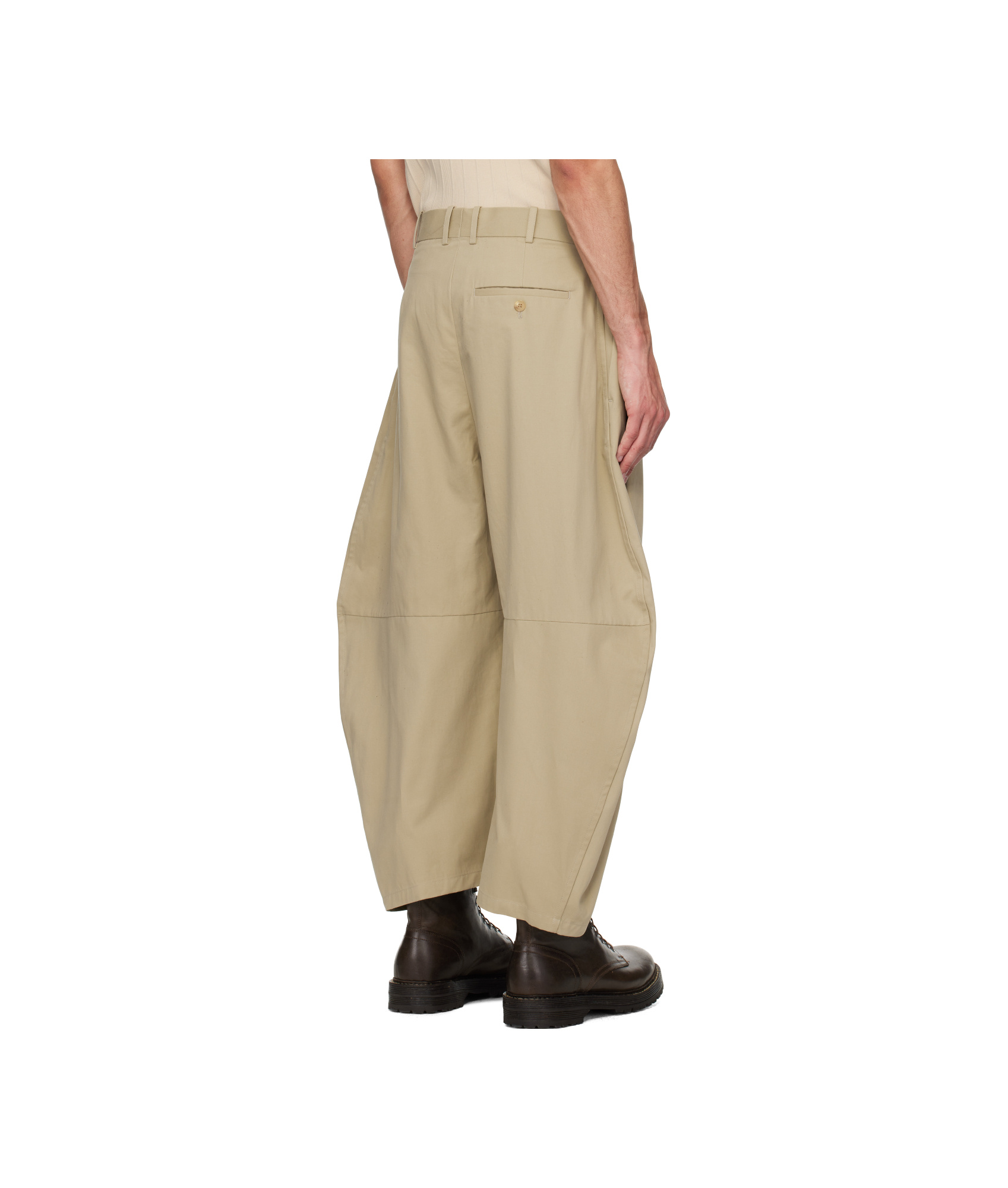 Hed Mayner Khaki Curved Trousers In Khaki