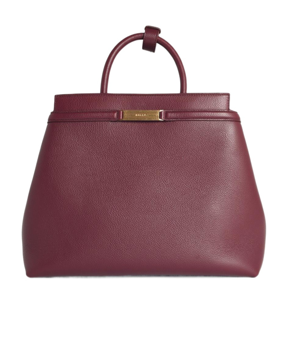 Bally Deco Leather Tote Bag In Burgundy
