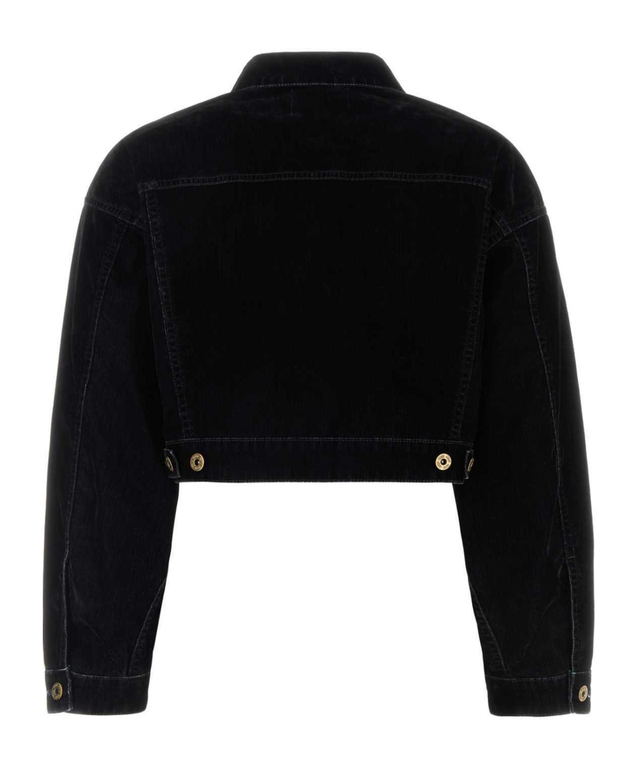 Miu Miu Buttoned Cropped Velvet Jacket In Black