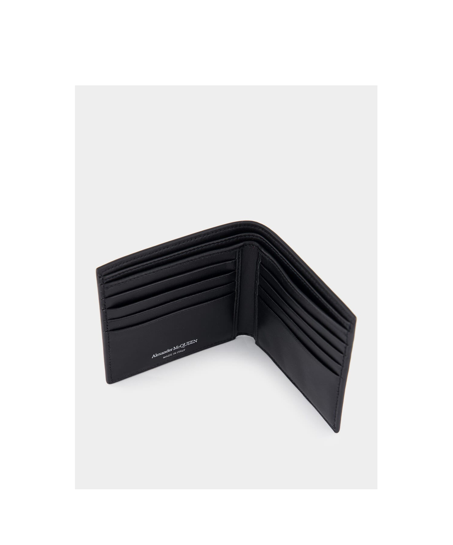 Alexander Mcqueen Iris Floral Printed Bi-fold Wallet In Black