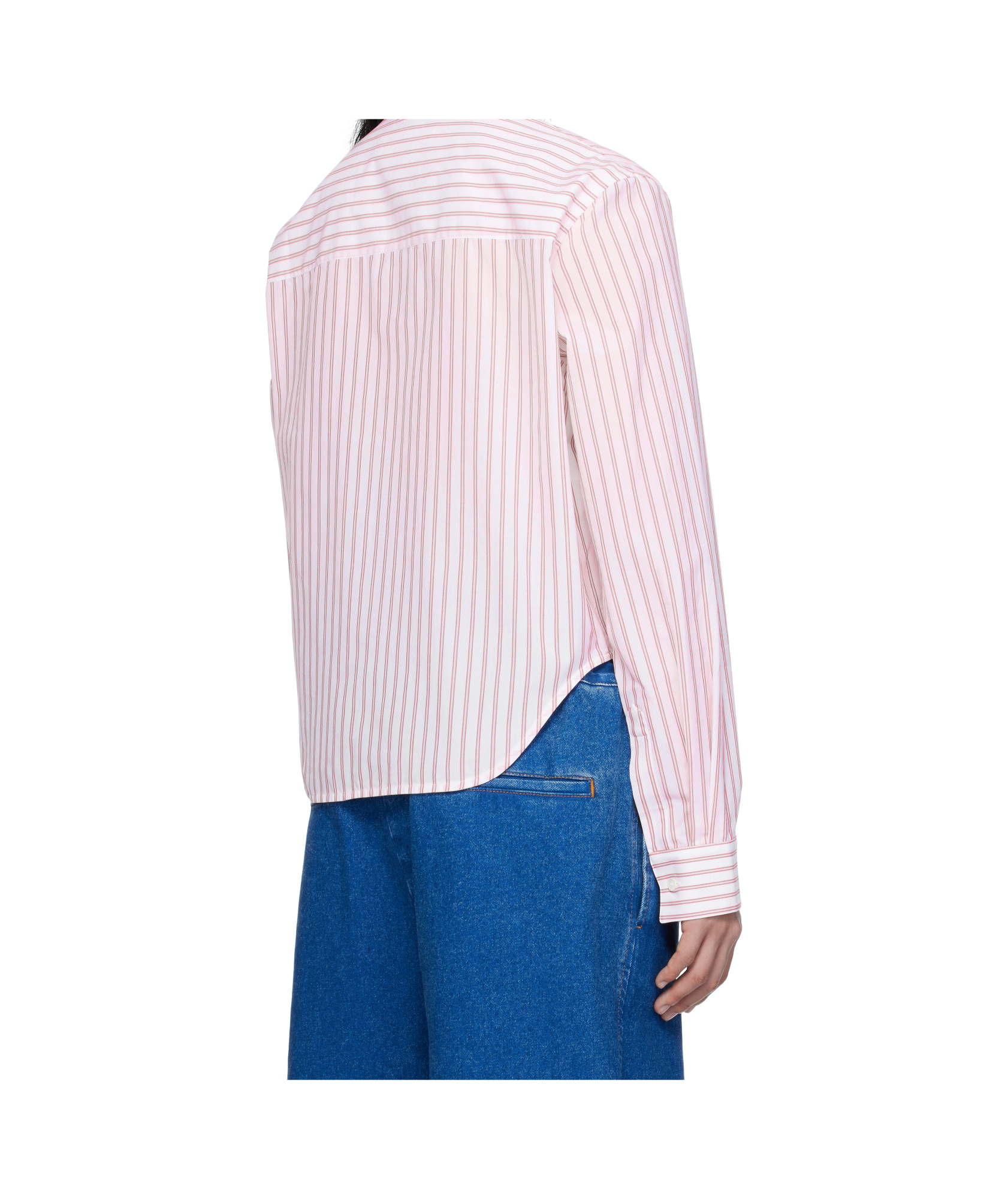 Marni Poplin Stripe Long Sleeve Shirt In White