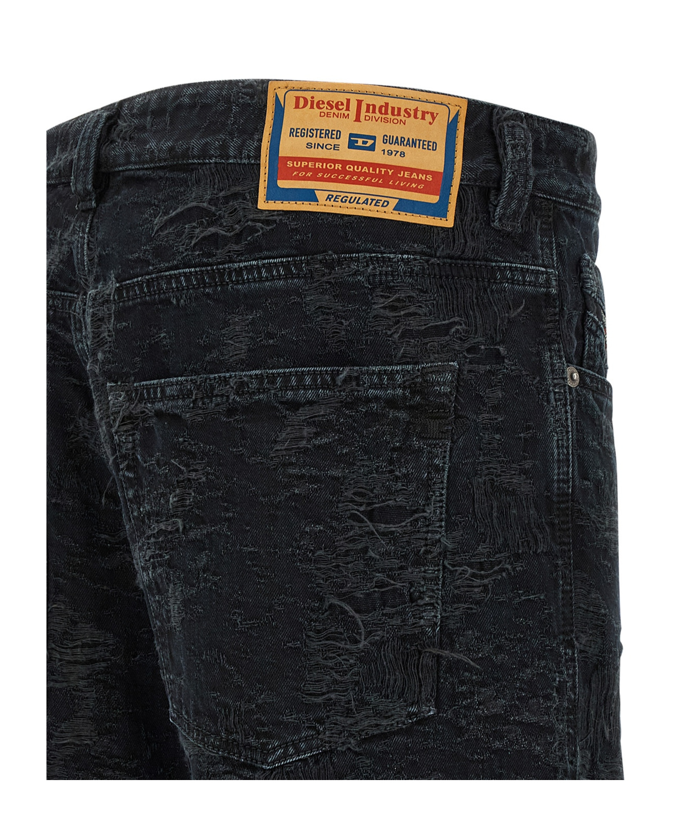Diesel Distressed Five-pocket Jeans With Belt Loops In Black