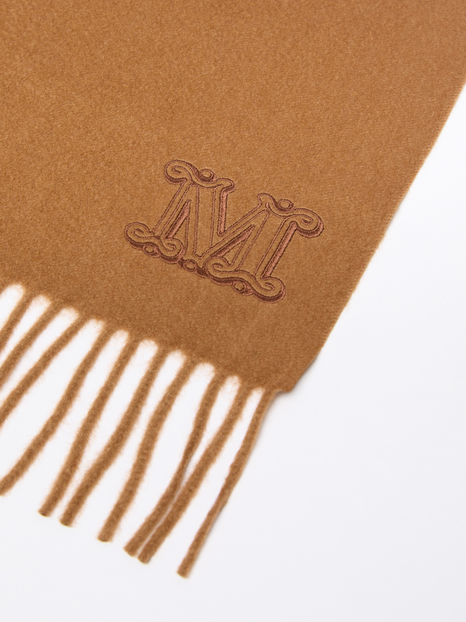 Max Mara Cashmere Stole With Monogram Embroidery In Brown
