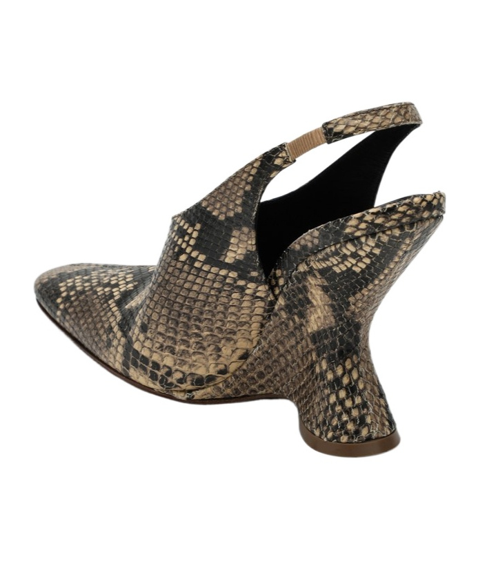 DRIES VAN NOTEN PUMPS WITH A WEDGE IN PRINTED LEATHER 