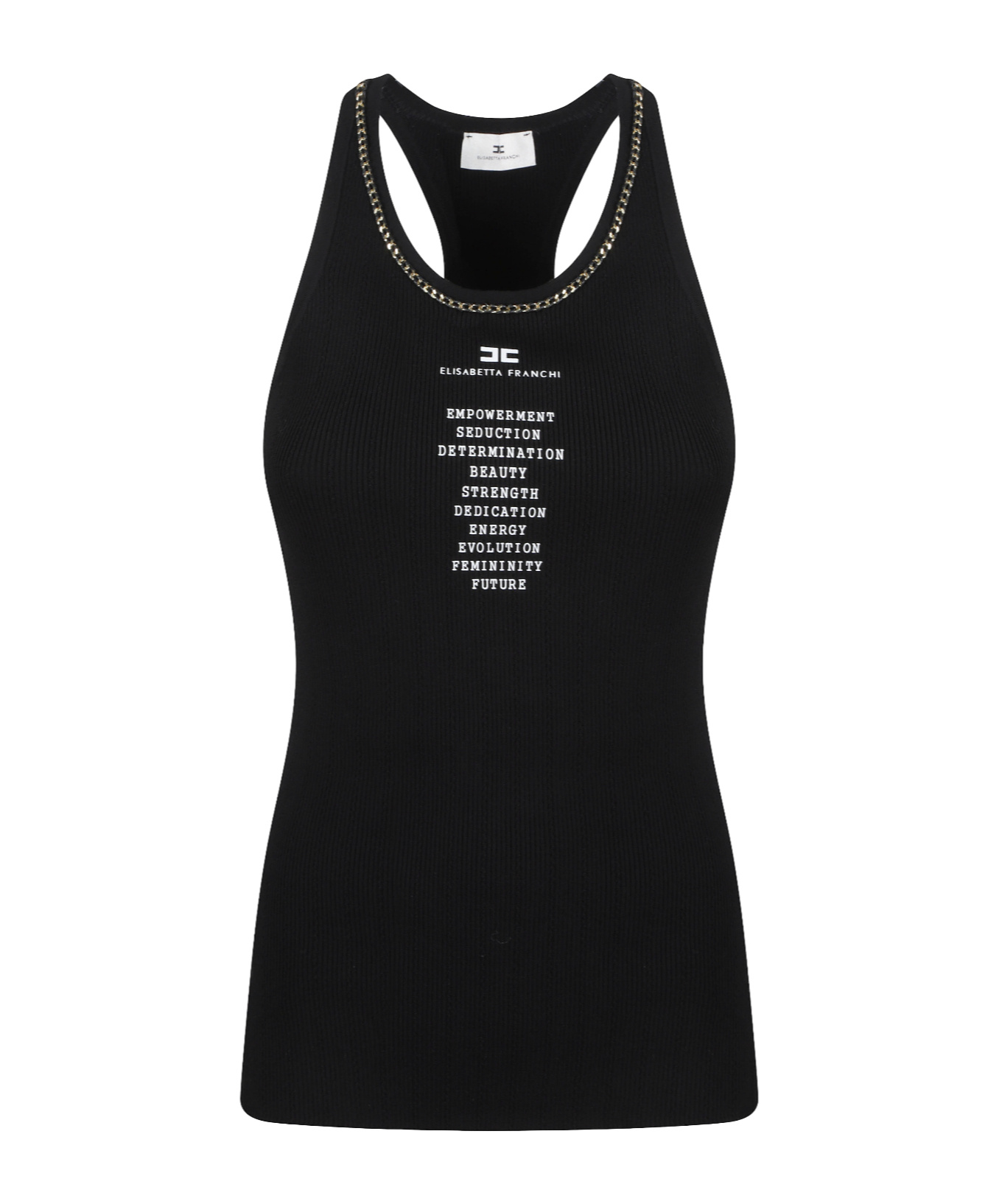 Elisabetta Franchi Link-stitch Ribbed Knit Vest In Black