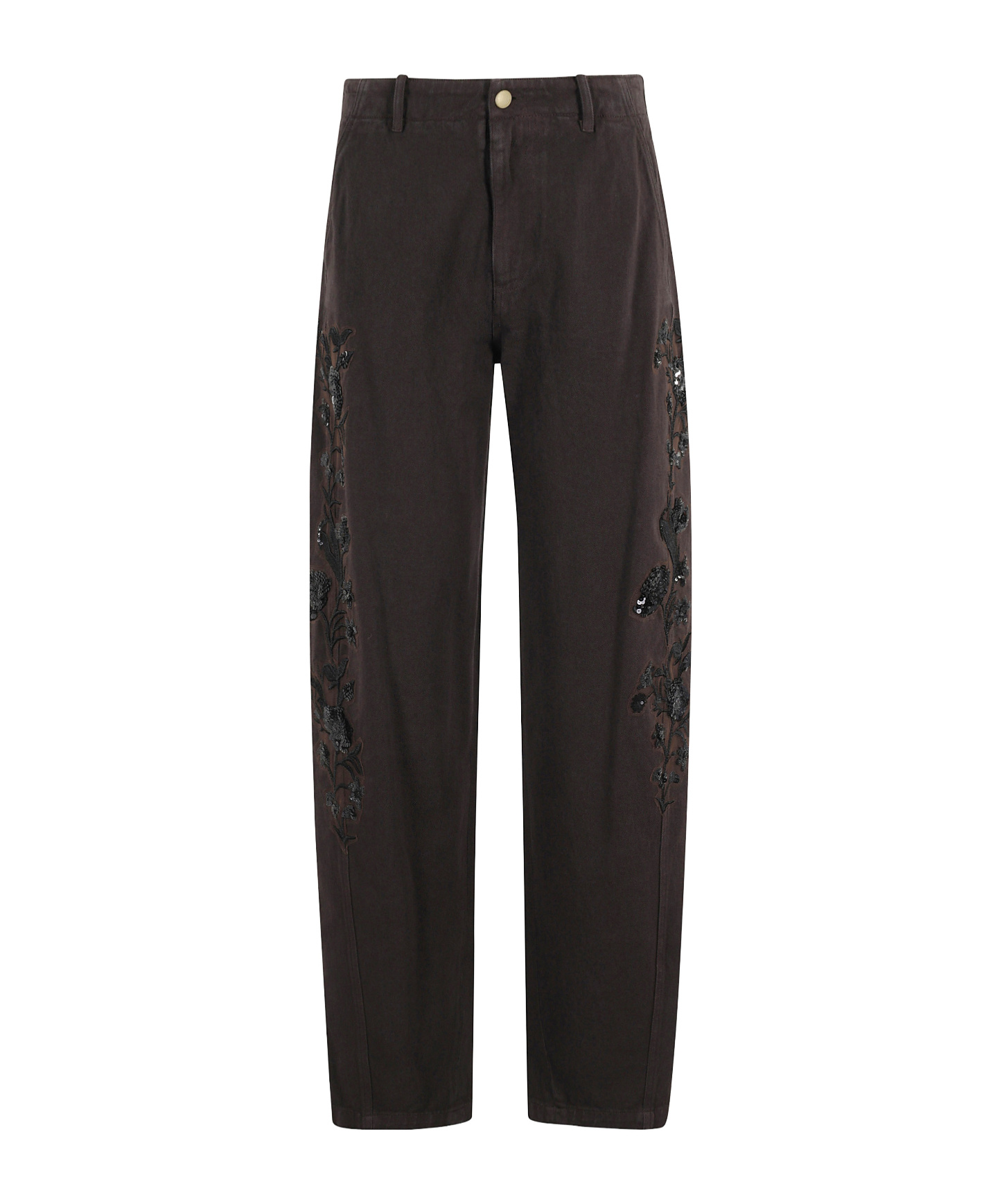 Ermanno Firenze Embroidery Detail Track Pants In Brown