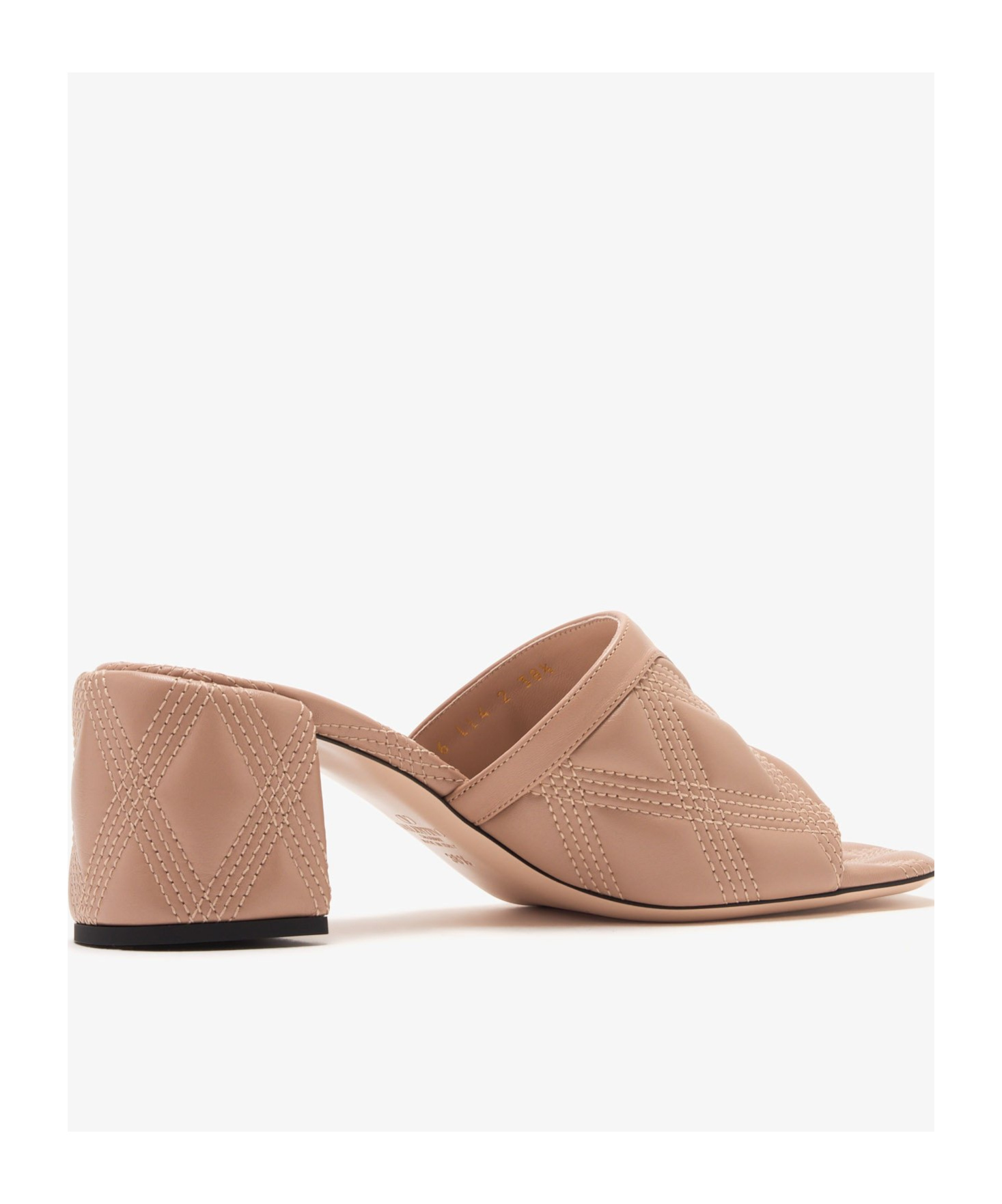 Valentino Antiqued Pink Leather Quiltie Mules In Nude