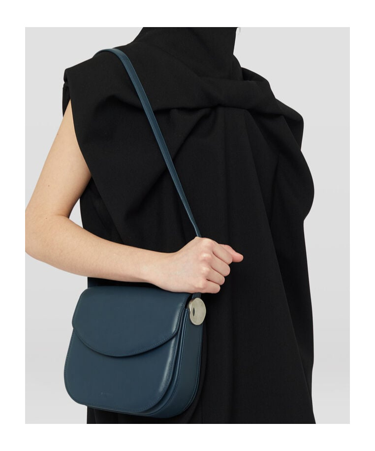 Jil Sander Coin Leather Crossbody Bag In Blue