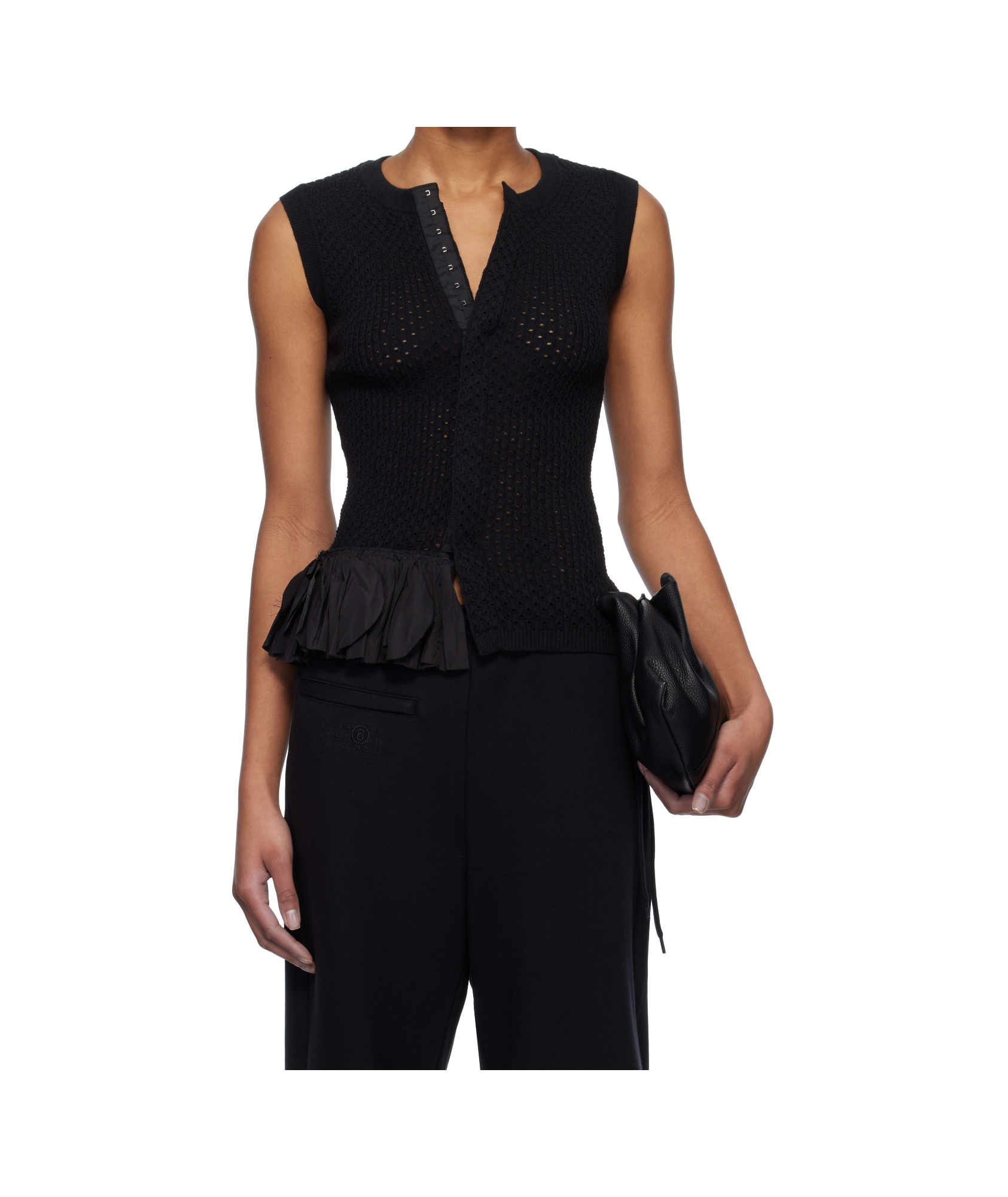 Shop Mm6 Maison Margiela Knitted Top In Black