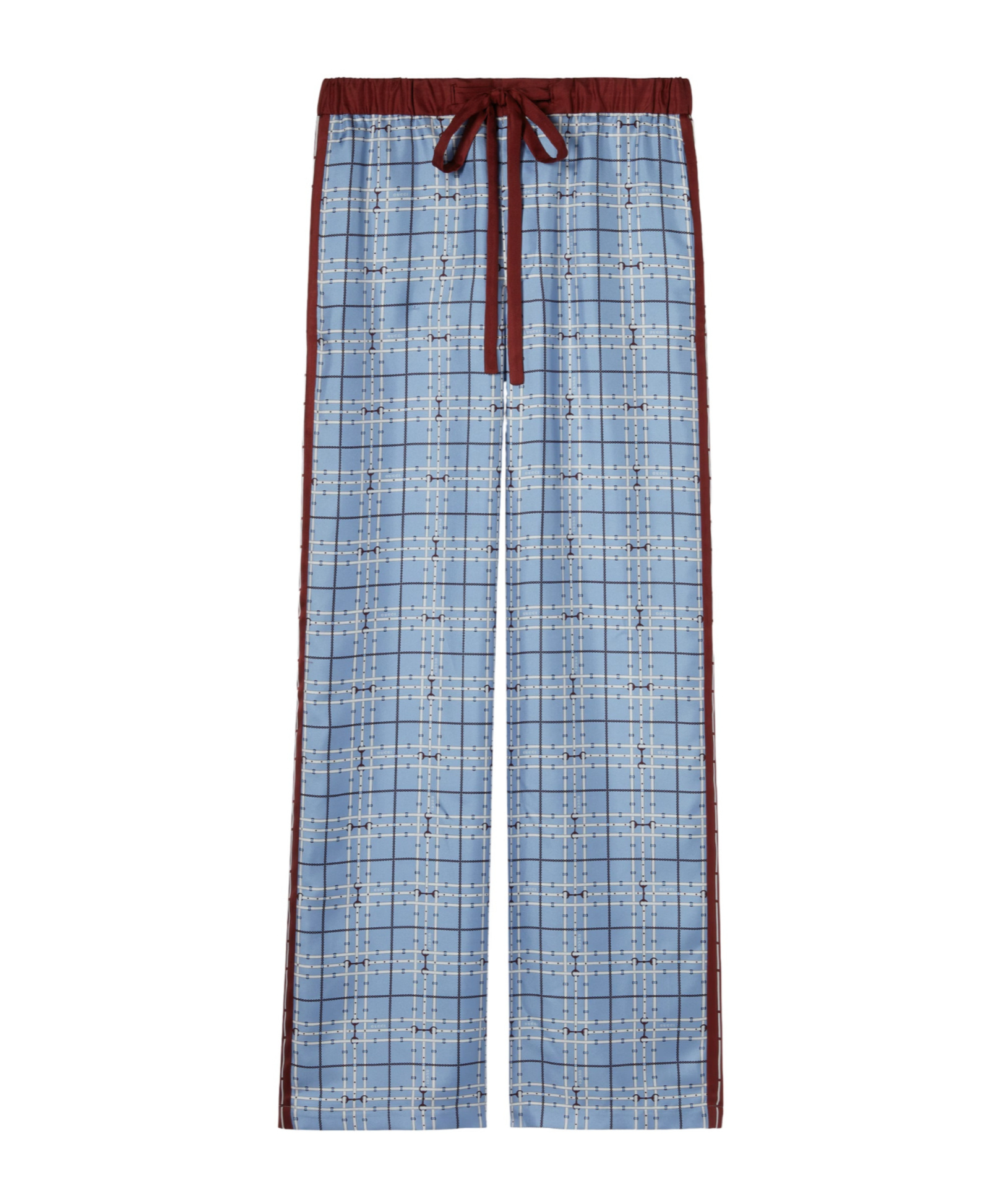 Gucci Printed Silk Twill Pants In Blue