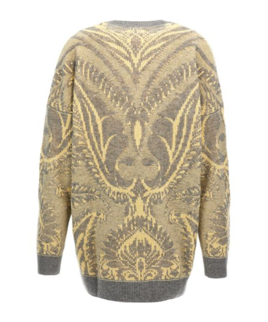 Shop Etro Paisley Pattern Oversized Knitted Jumper In Nude