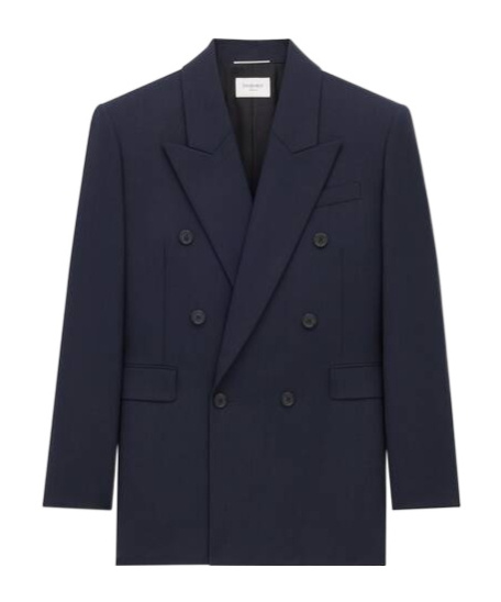 Saint Laurent Jacket In Wool In Blue